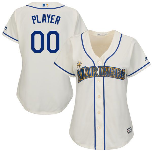 Women Seattle Mariners Majestic Cream Home Cool Base MLB Jersey->women mlb jersey->Women Jersey